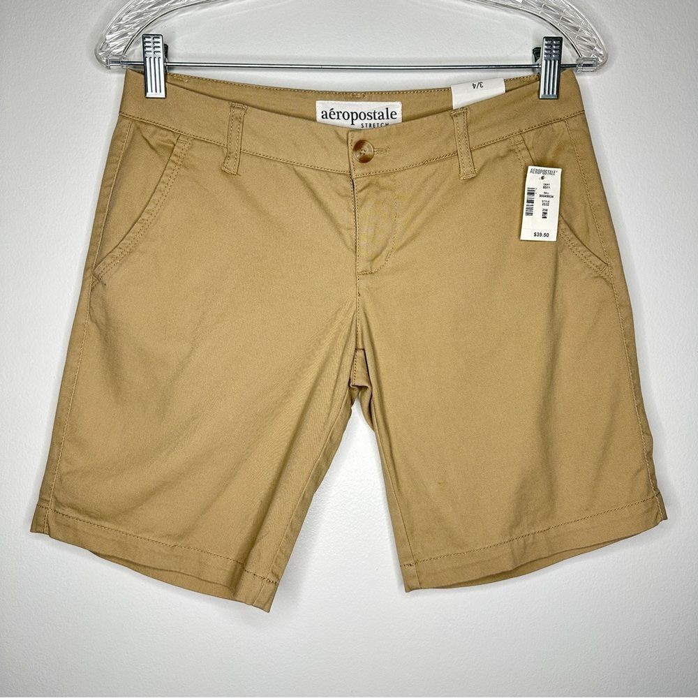 Aeropostale NWT Khaki Bermuda Shorts Stretch Summer‎